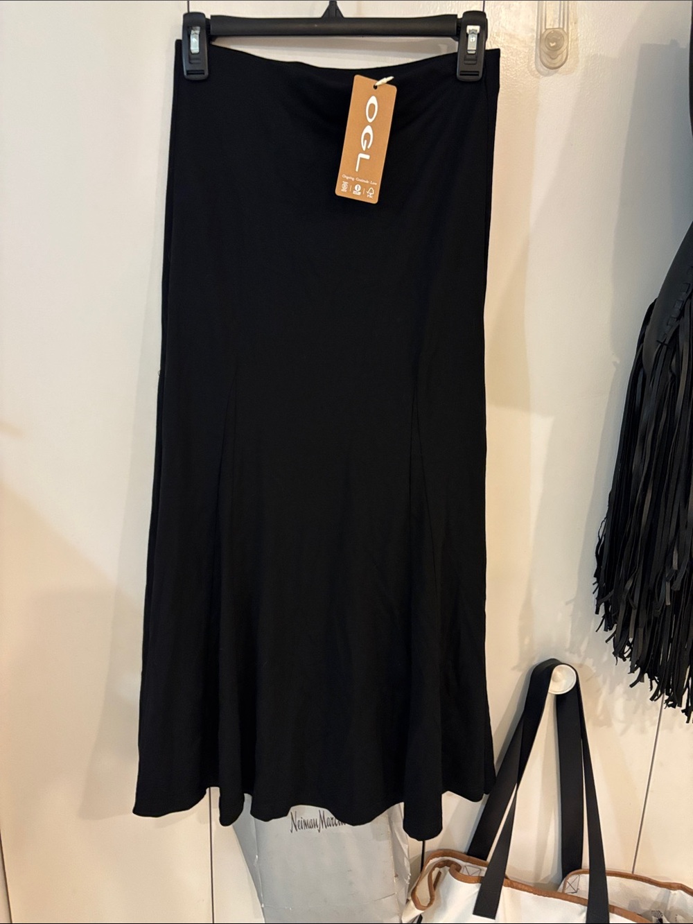 OGL Black Flared Midi Skirt, NEW with Tag,XS